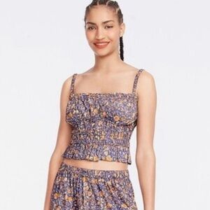 NWT J. Crew Cinched-waist cotton poplin tank top in midnight floral, S